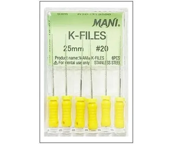 K-File 25 мм. розмір 20, упаковка 6 шт.Mani Mani (Японія)